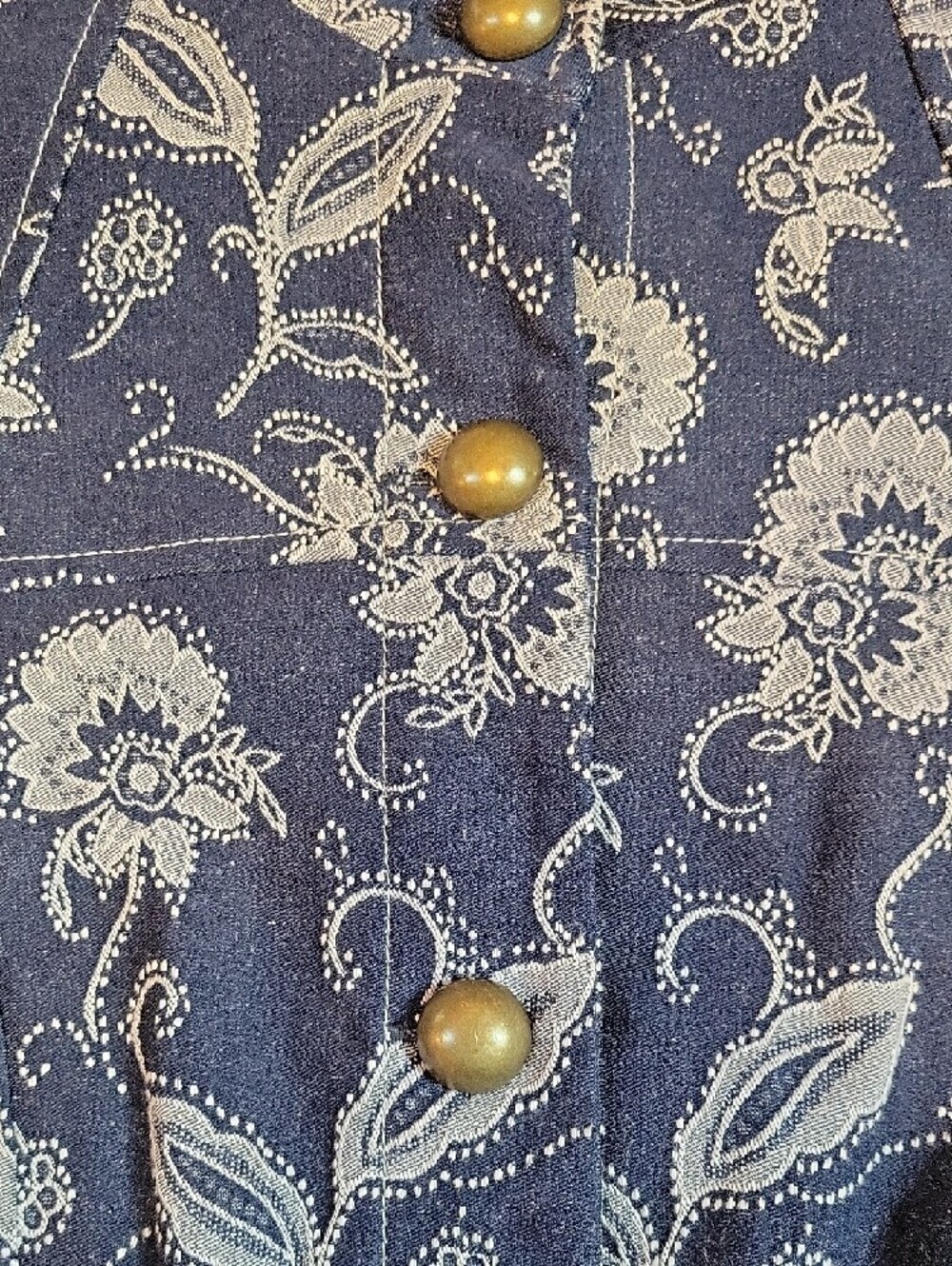 Bamboo Trader Jacquard Floral Embroidered Jacket Size Large Stretch - Picture 15 of 15